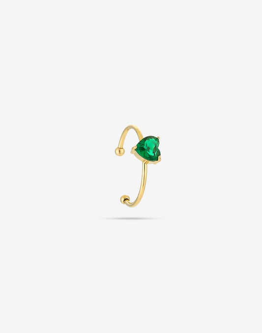 Ring hart steentje groen