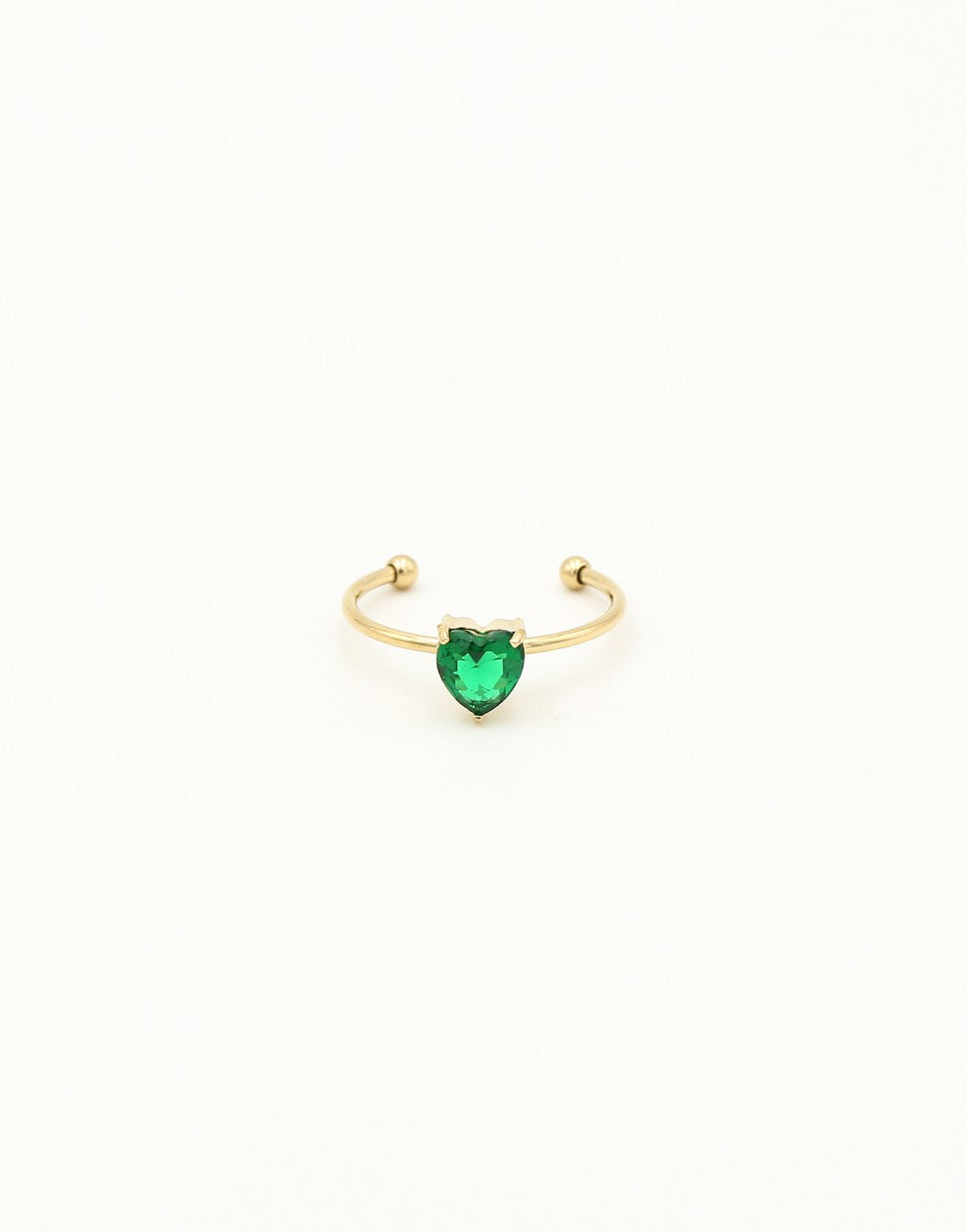 Ring hart steentje groen