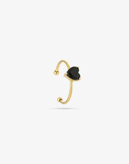 ring hart steentje zwart