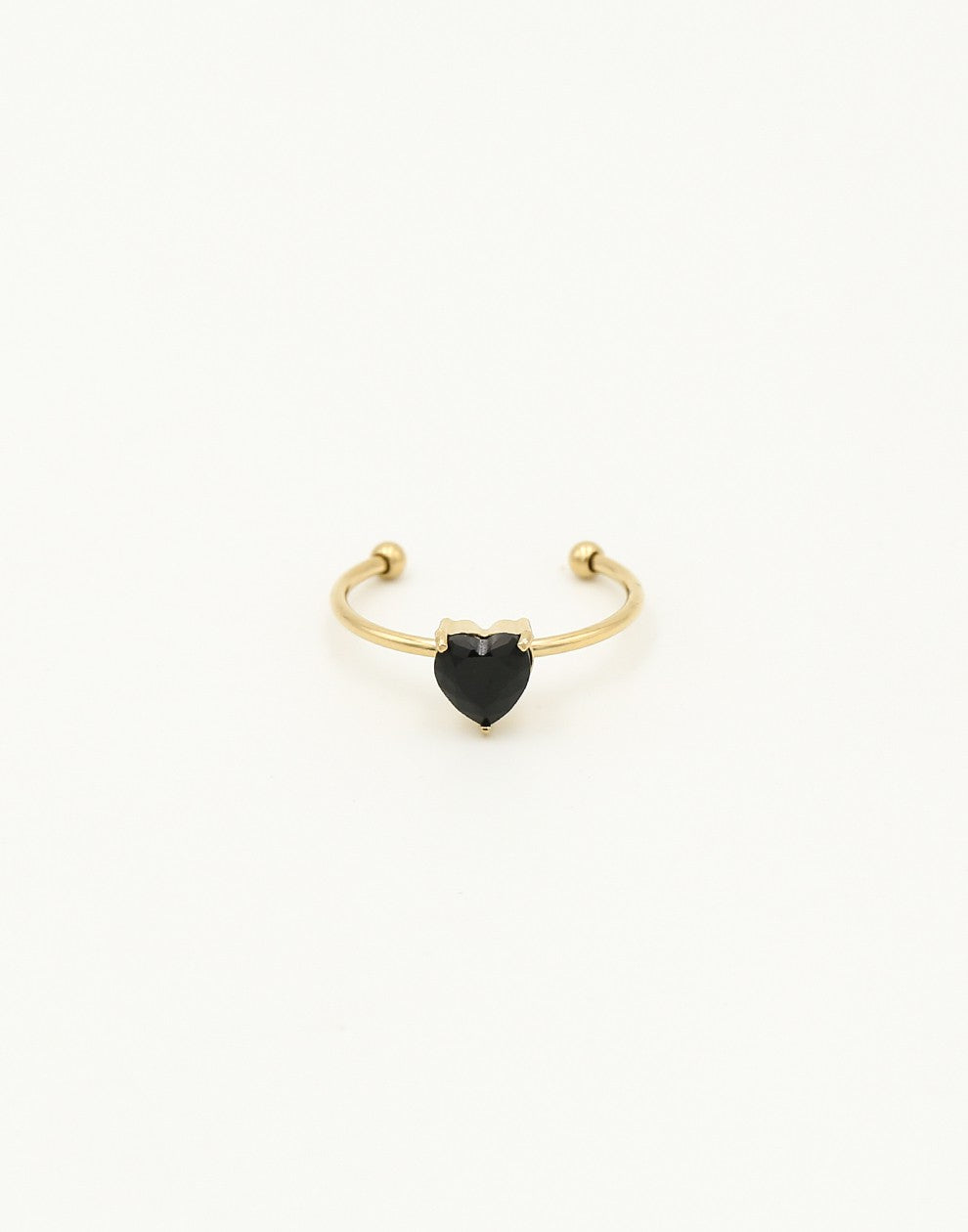 ring hart steentje zwart