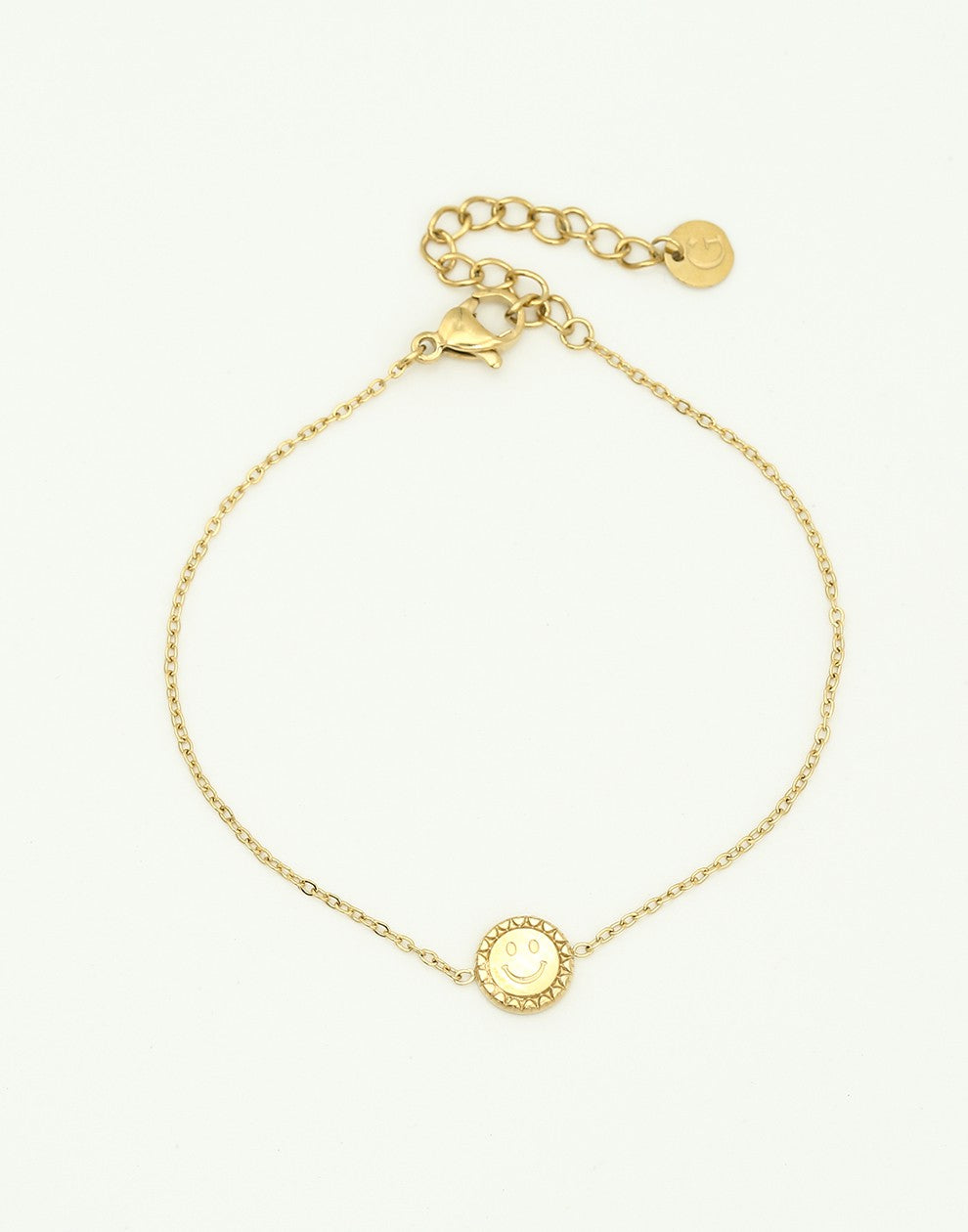 Armband munt met smiley goudkleurig