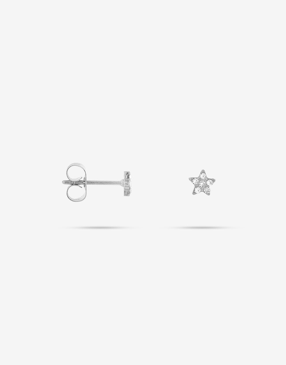 Studs ster met steentjes zilverkleurig