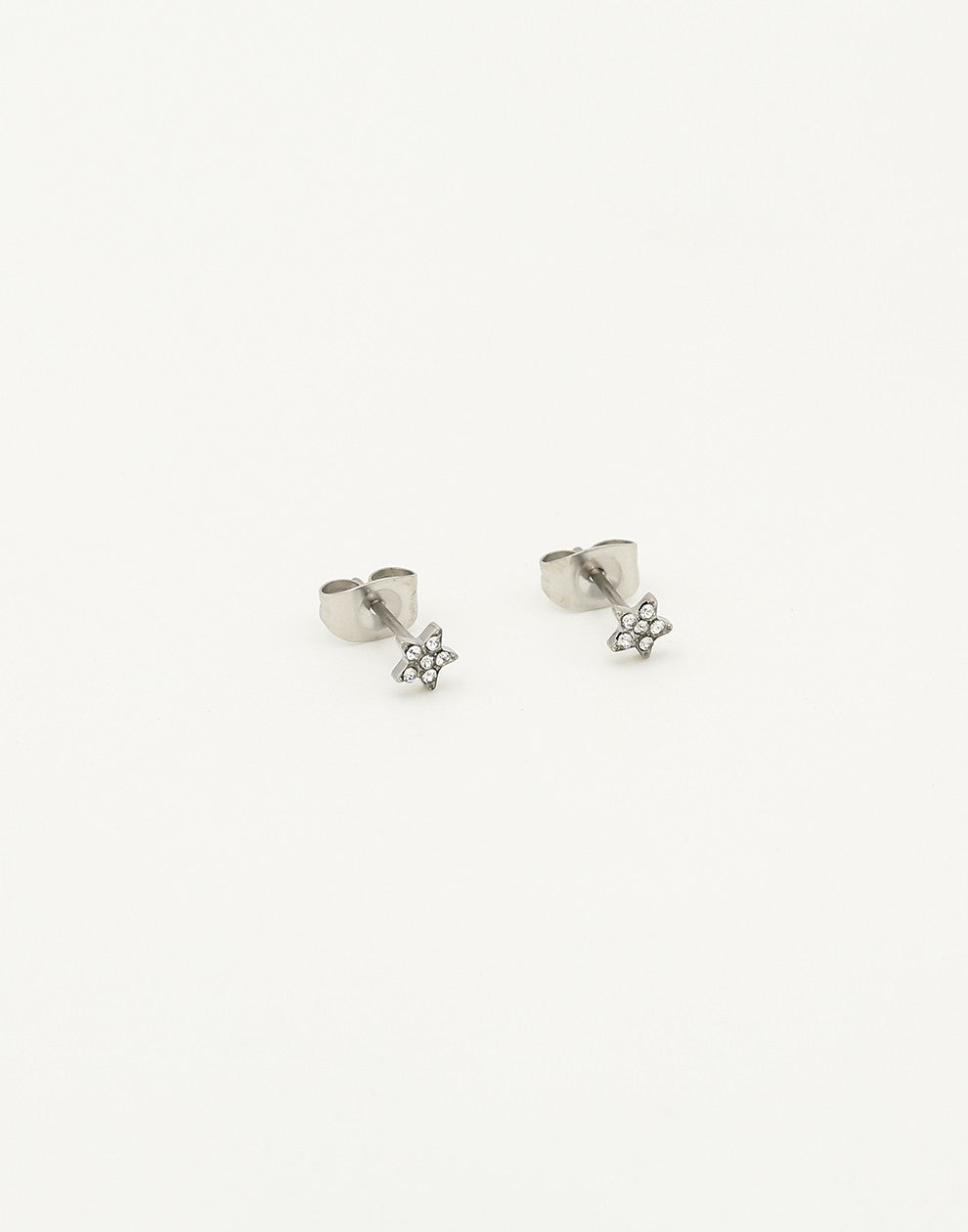 Studs ster met steentjes zilverkleurig