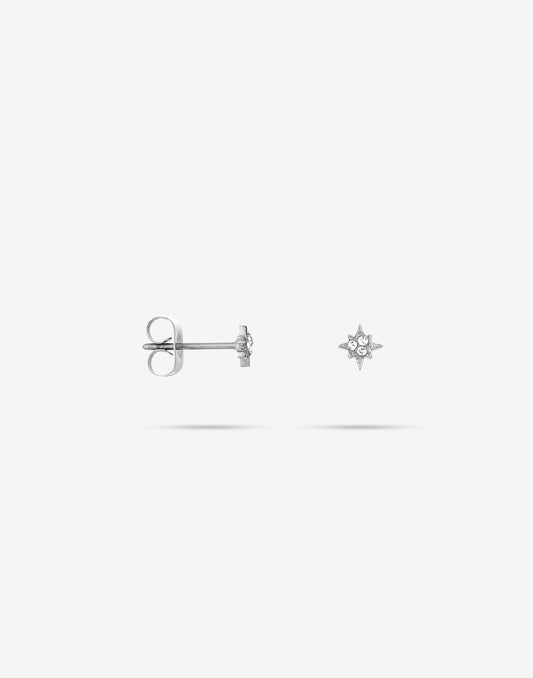 Studs morningstar zilverkleurig steentjes