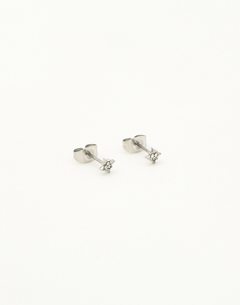 Studs morningstar zilverkleurig steentjes