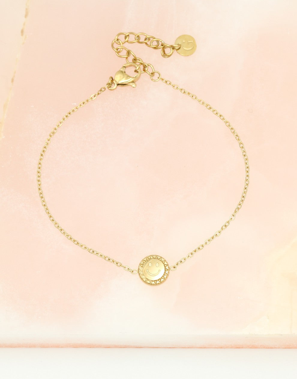 Armband munt met smiley goudkleurig