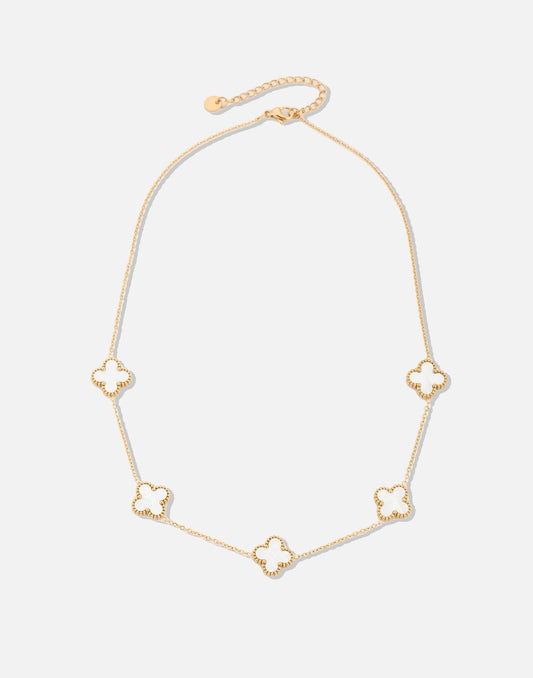 Ketting 5 klavers wit
