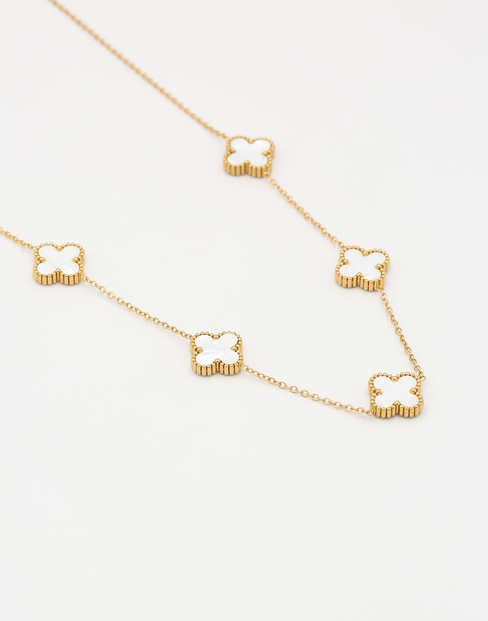 Ketting 5 klavers wit