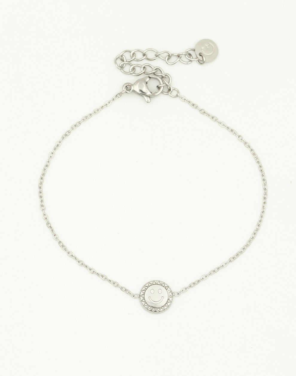 Armband munt met smiley zilverkleurig
