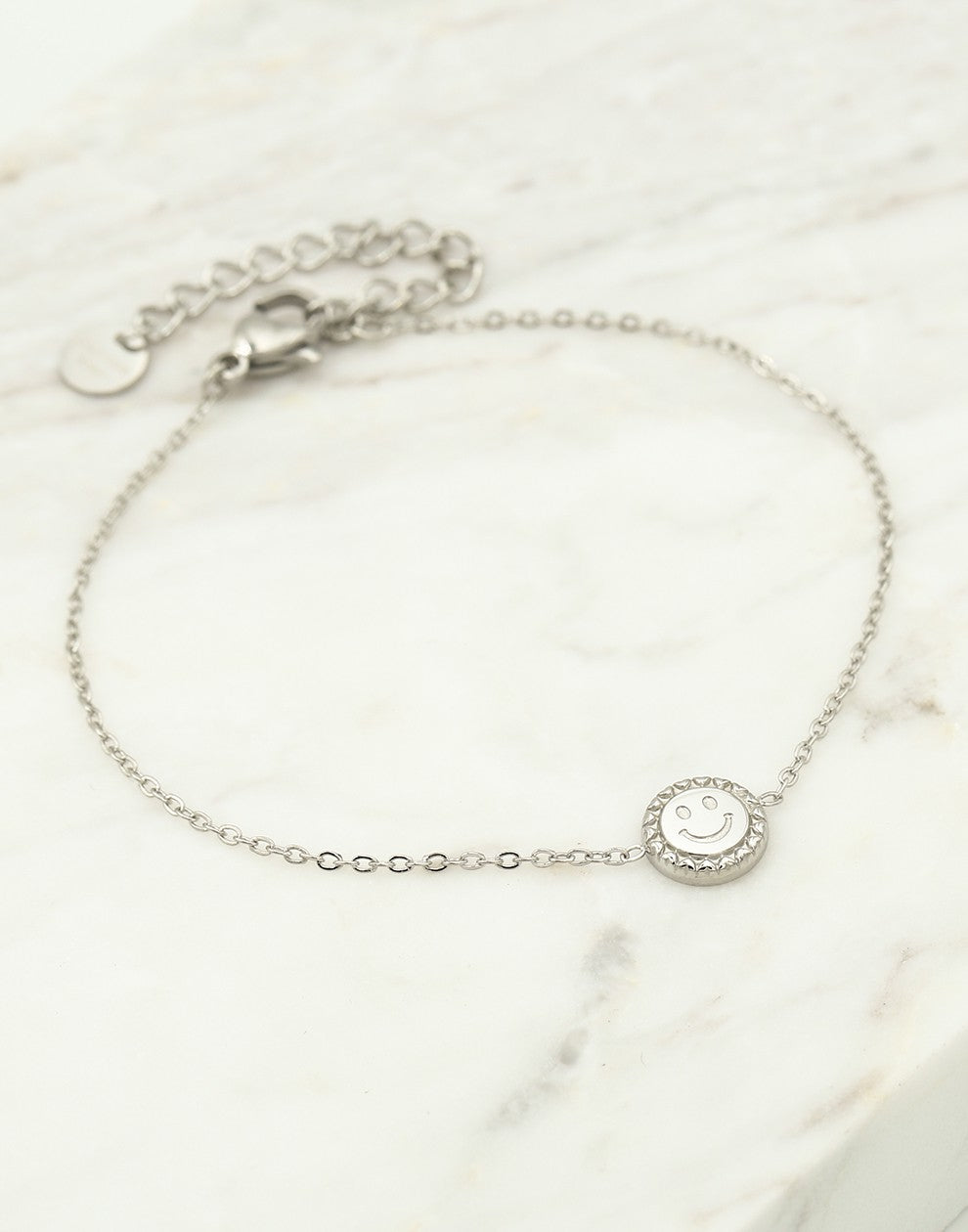Armband munt met smiley zilverkleurig