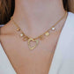Ketting met bedels groot hart goudkleurig