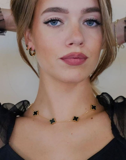 Ketting 5 klavers zwart