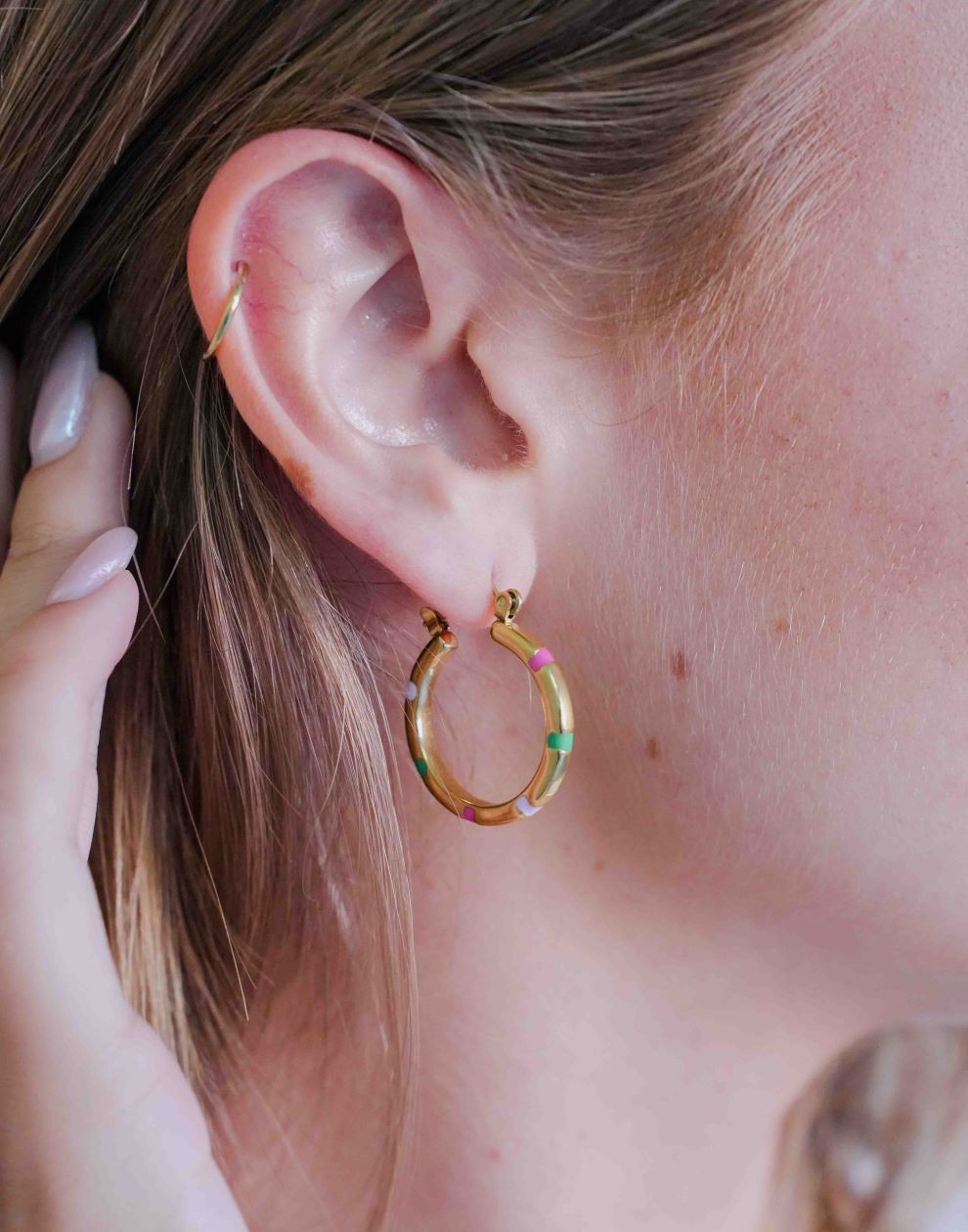 Vintage hoops green fuchia