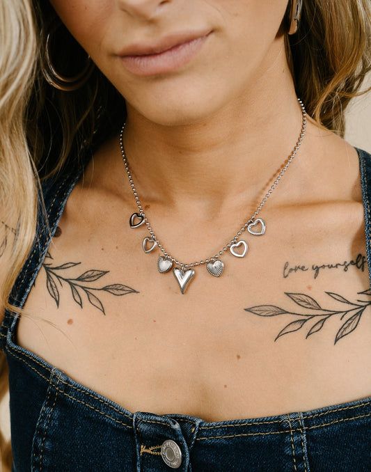 Bedel ketting hartjes zilverkleurig
