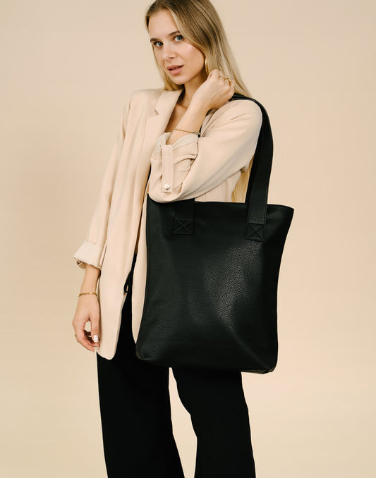 Shopper met rits zwart