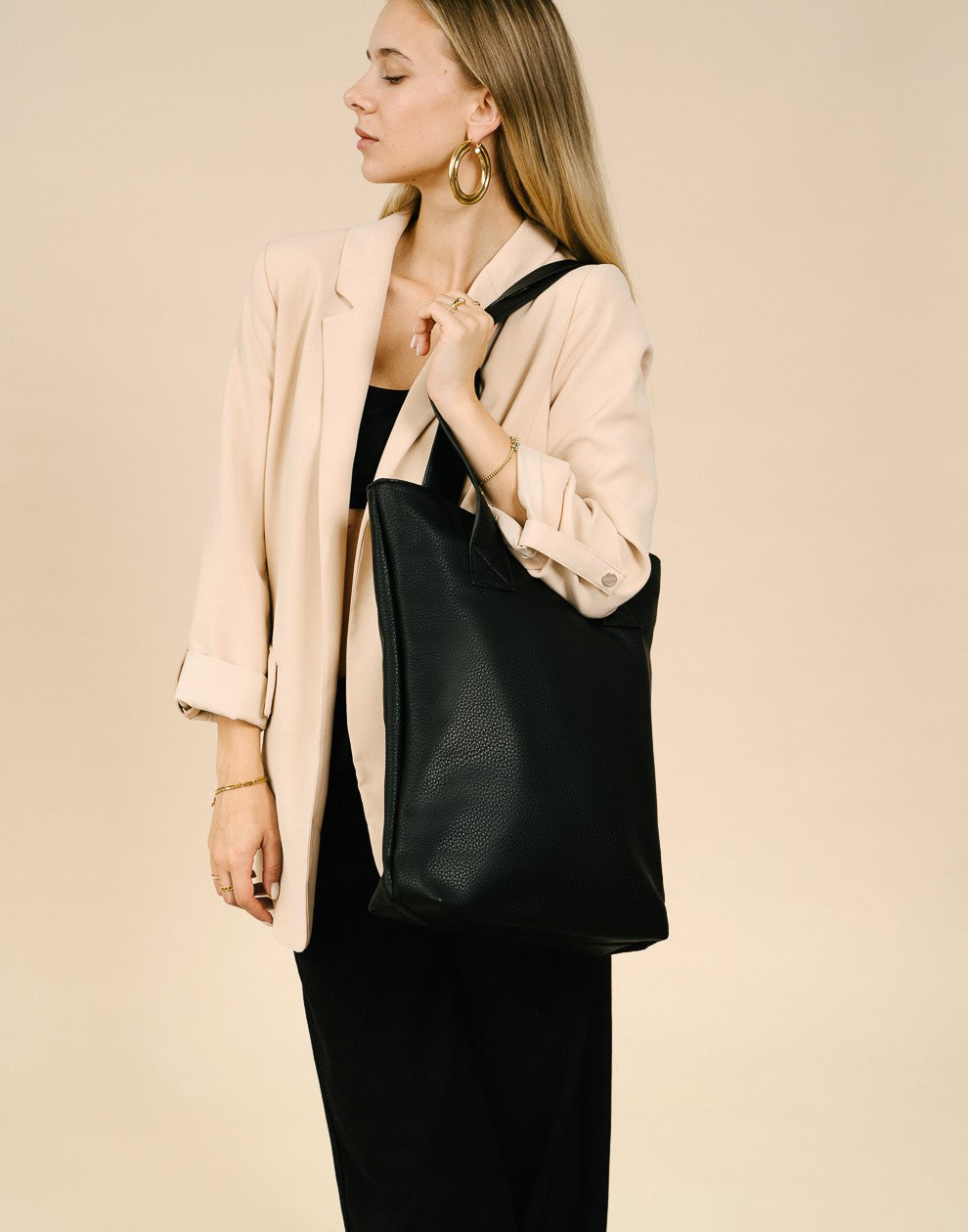 Shopper met rits zwart