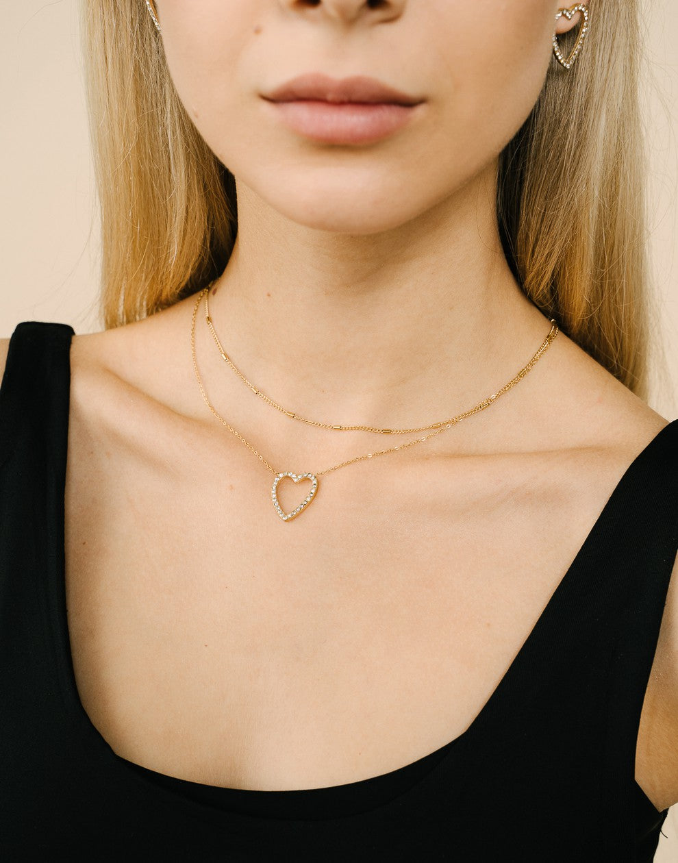 ketting open strass hart