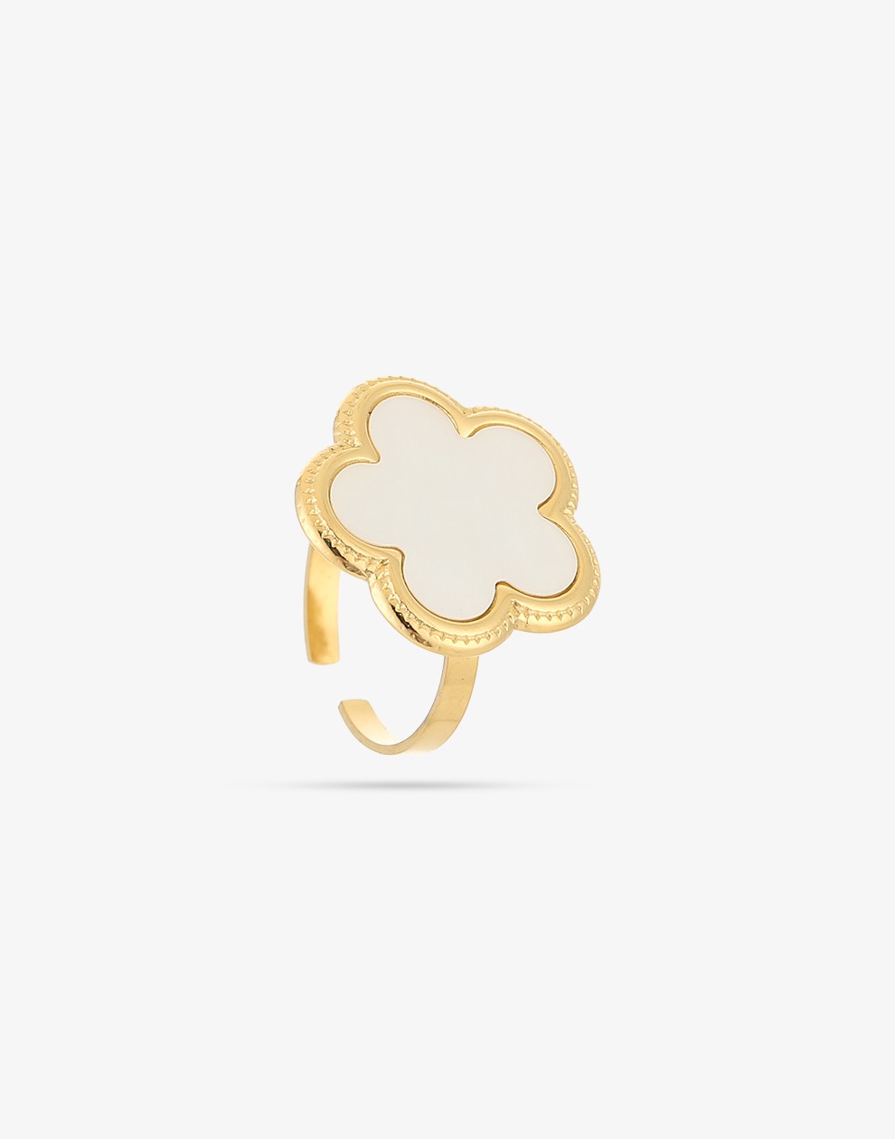 Statement ring klaver parelmoer