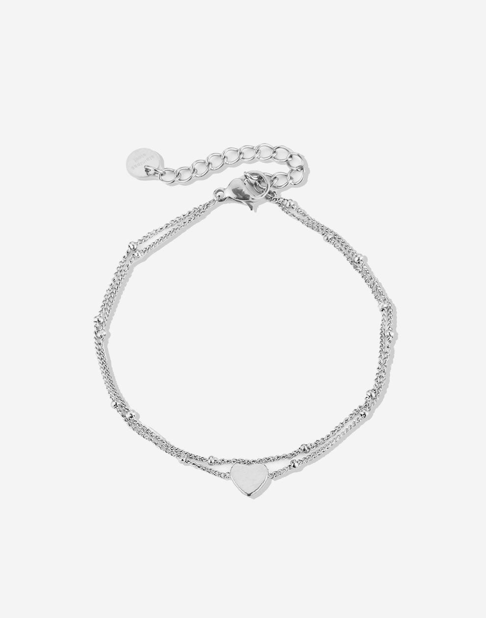 armband 2 laags met hartje zilverkleurig