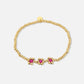 Stretch armband bolletjes bloemen fuchsia