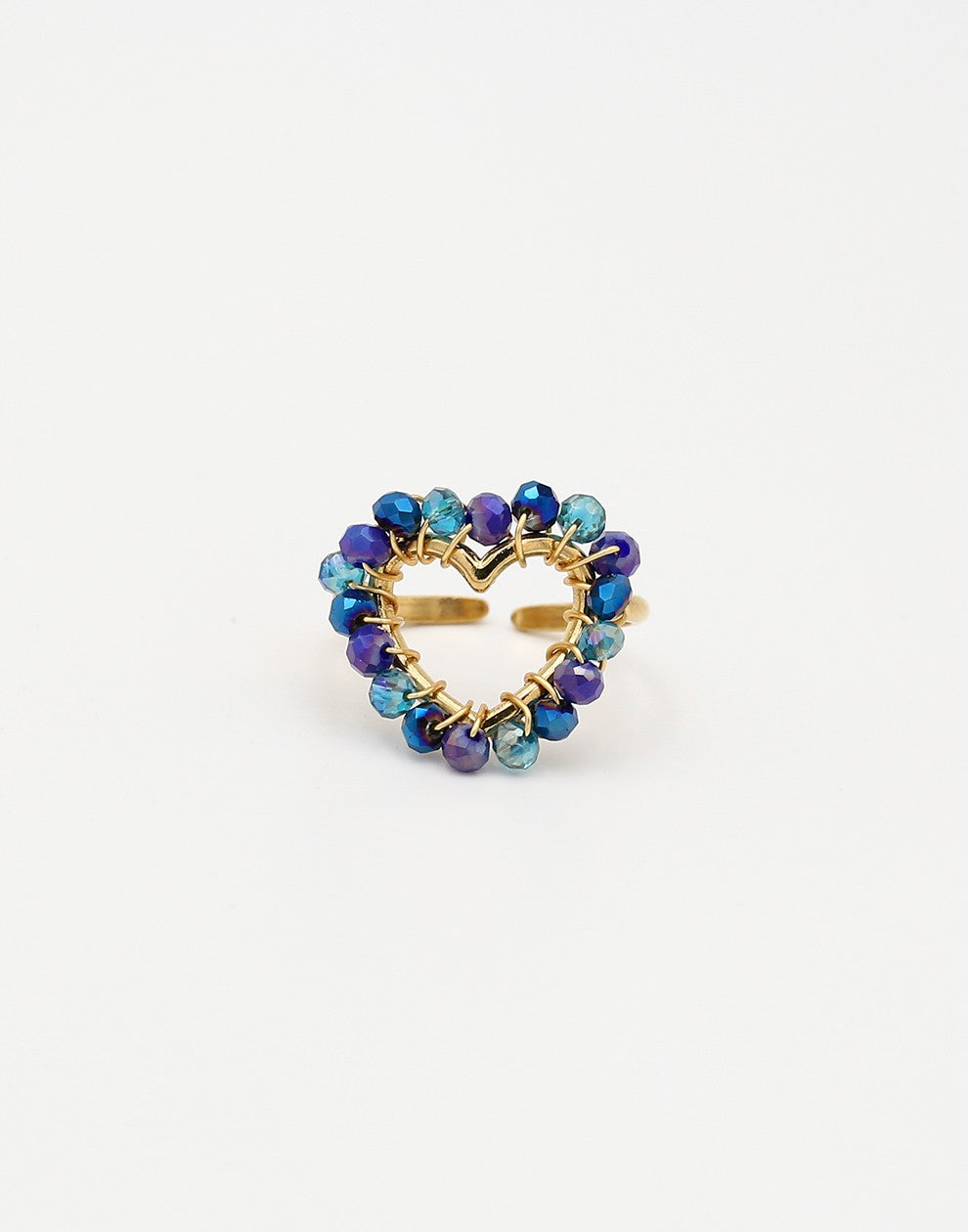 ring hart kralen blauw