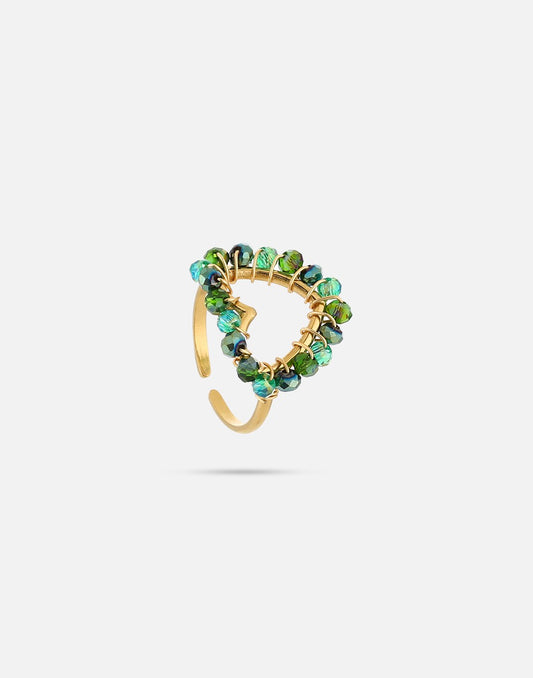 ring hart kralen groen