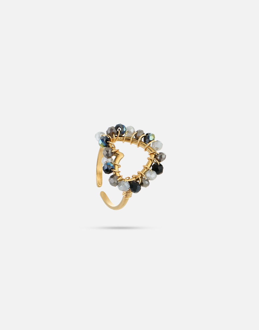 ring hart kralen zwart