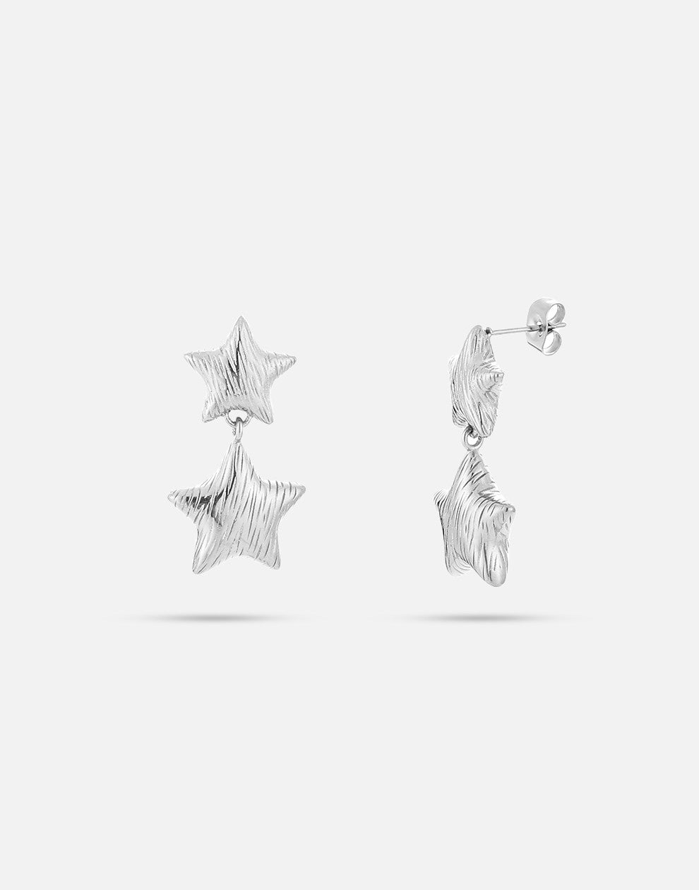 double earrings stars silver-colored