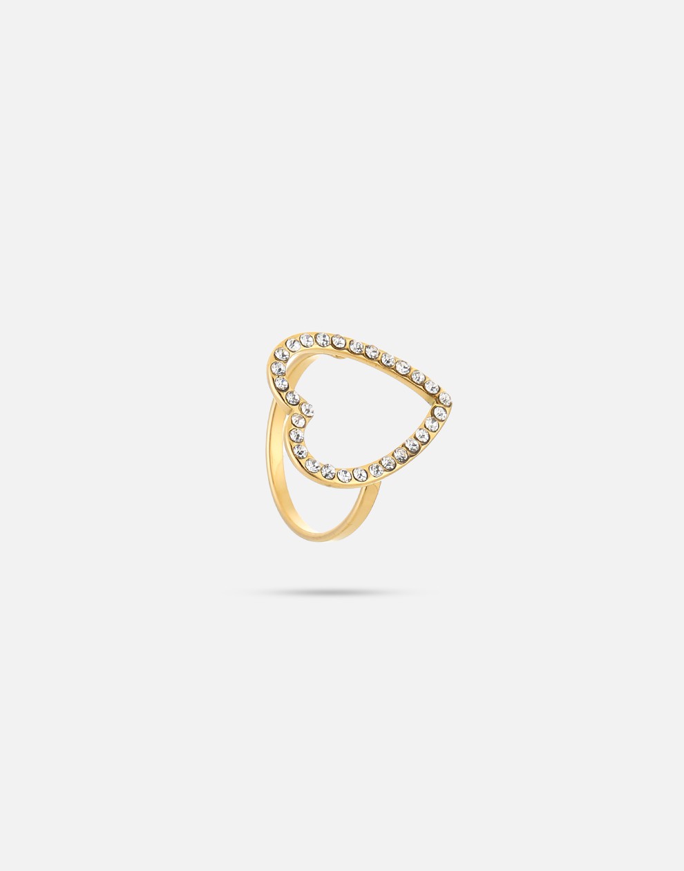 ring open hart strass goudkleurig