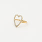 ring open hart strass goudkleurig