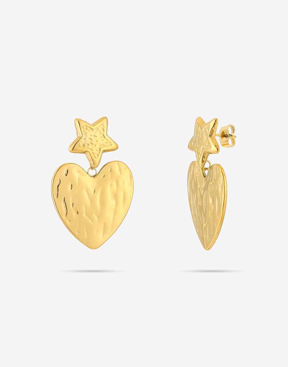 Star earring with heart, gold-colored