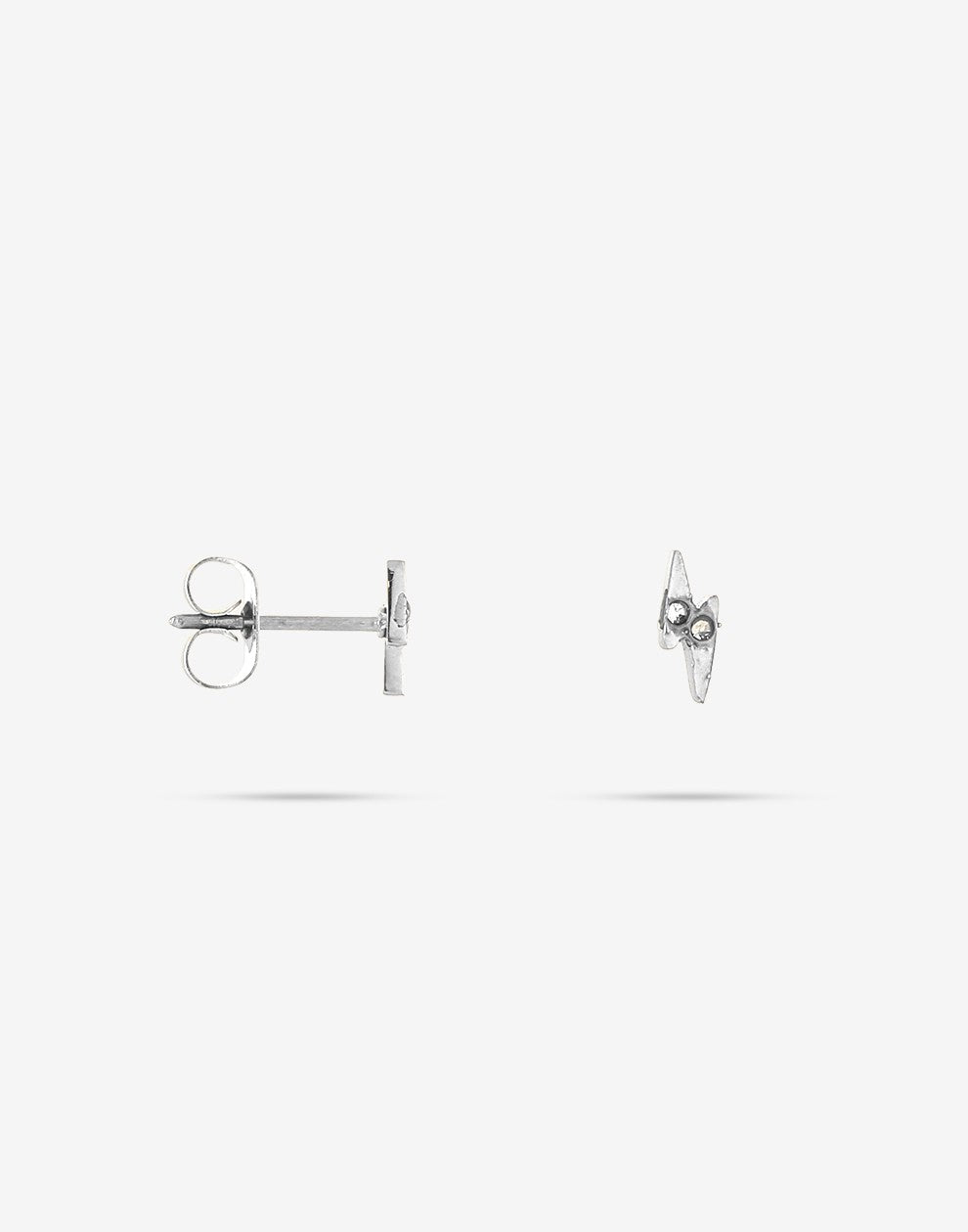Studs bliksem strass zilverkleurig