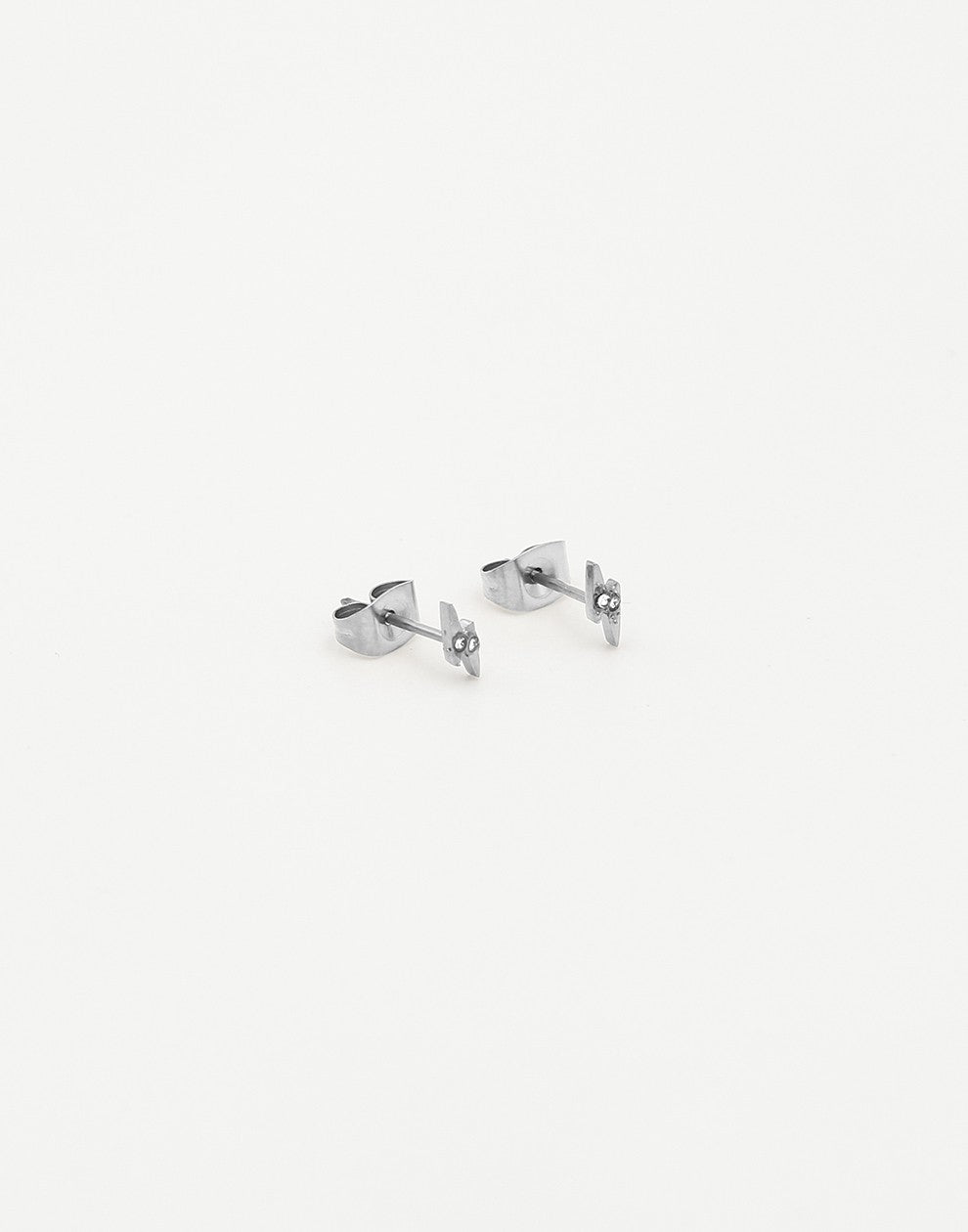 Studs bliksem strass zilverkleurig