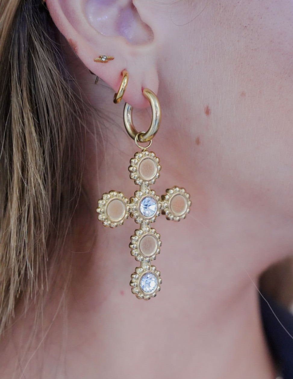 Large vintage cross earrings