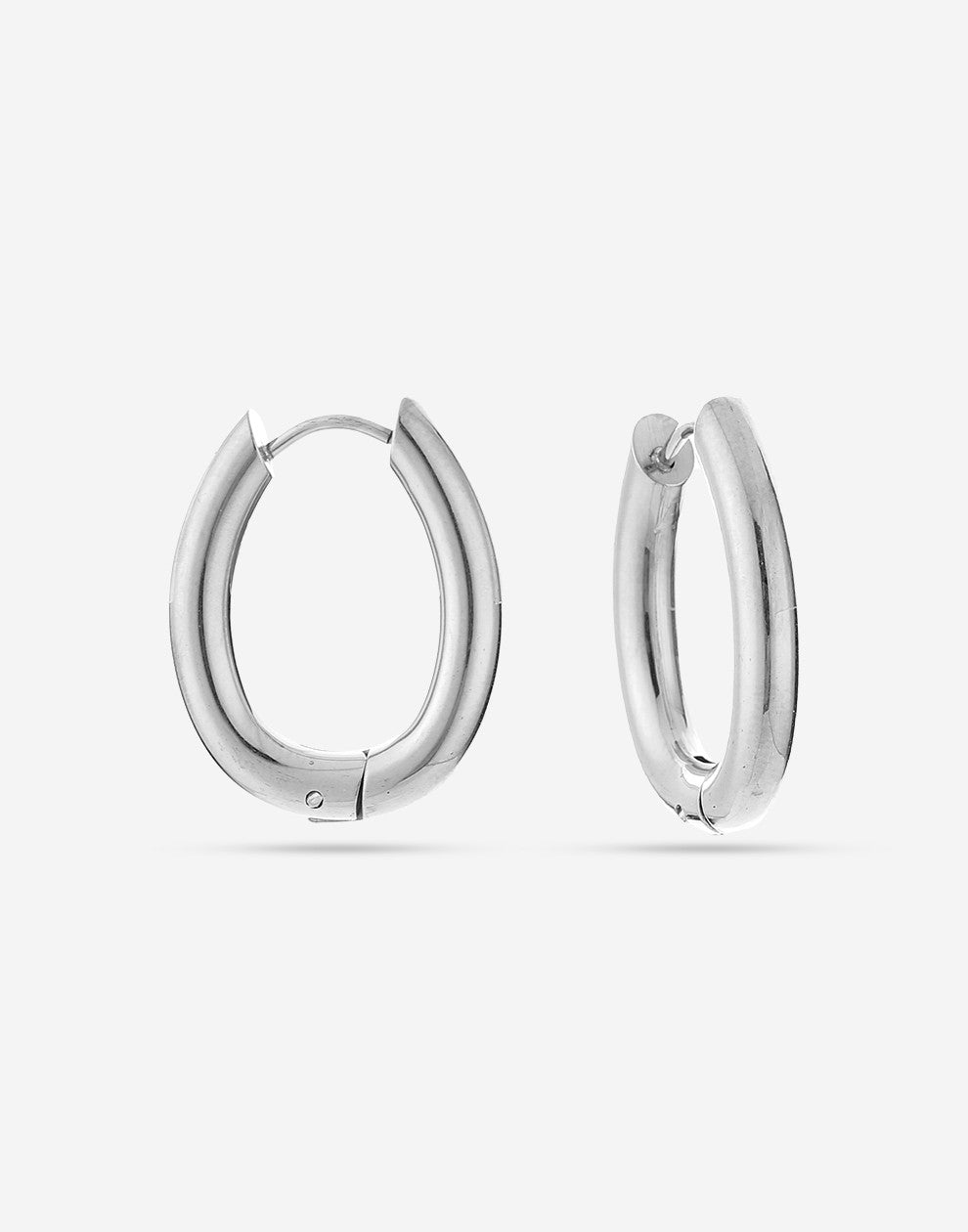chunky oval silver-colored hoop earrings
