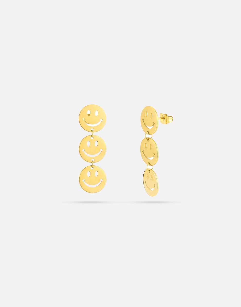 oorringen drie smileys groot goudkleurig