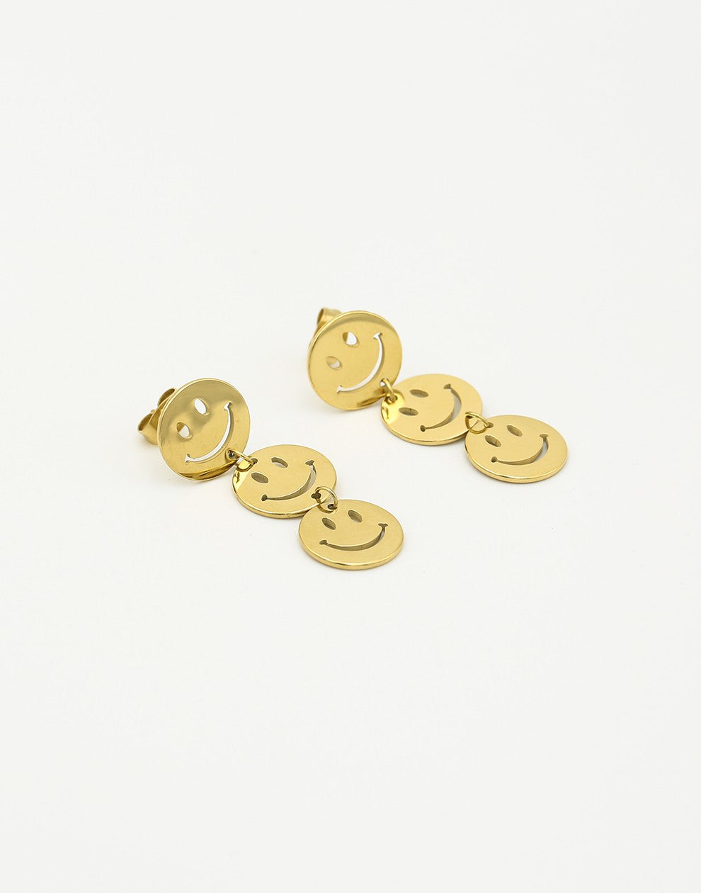 oorringen drie smileys groot goudkleurig