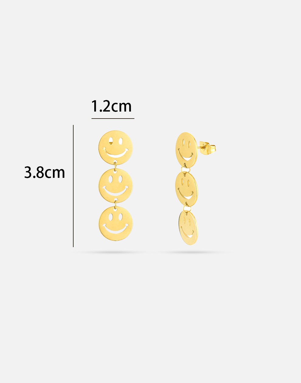 oorringen drie smileys groot goudkleurig