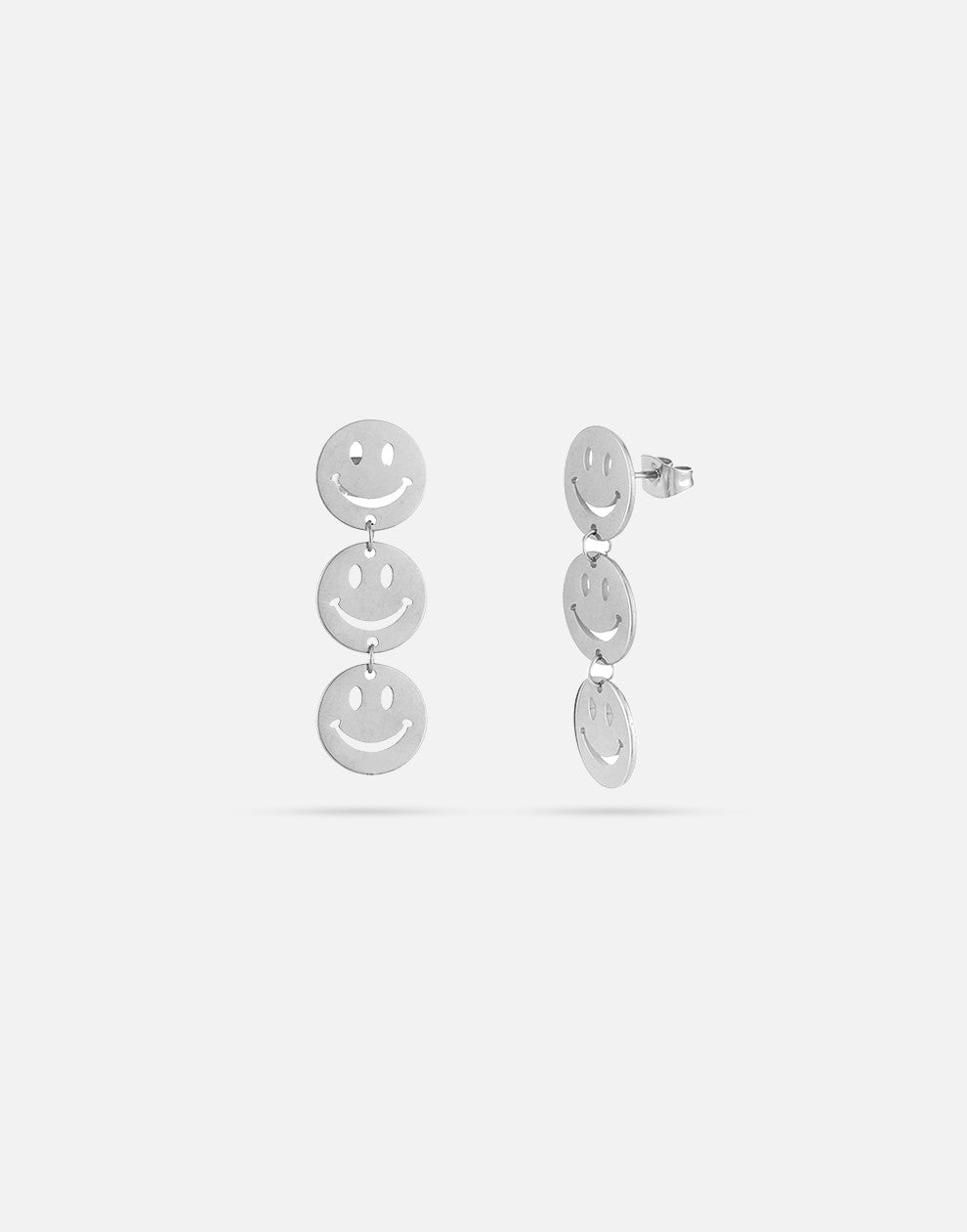 oorringen drie smileys groot zilverkleurig