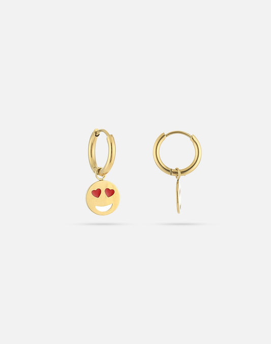 oorringen smiley hartjes ogen goudkleurig