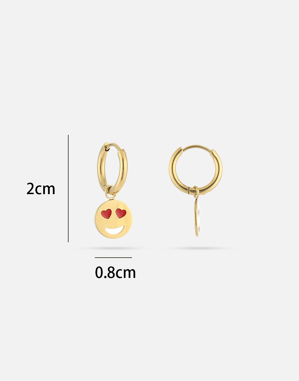 oorringen smiley hartjes ogen goudkleurig