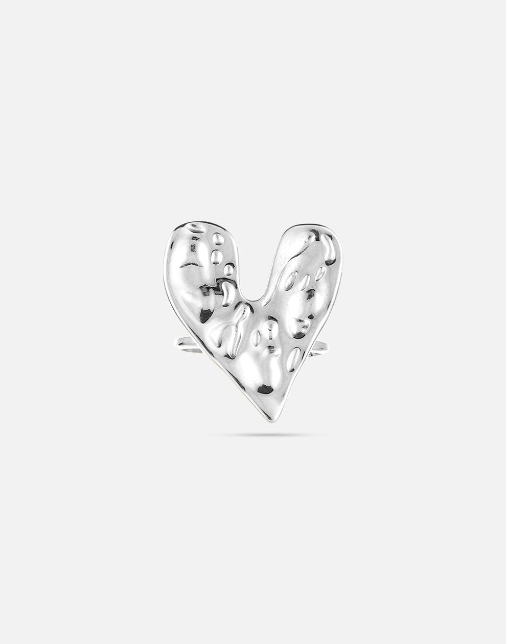Ring met groot vintage hart zilverkleurig