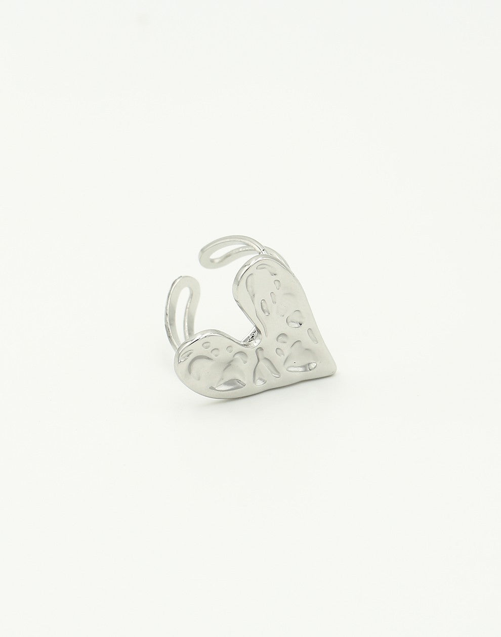 Ring met groot vintage hart zilverkleurig