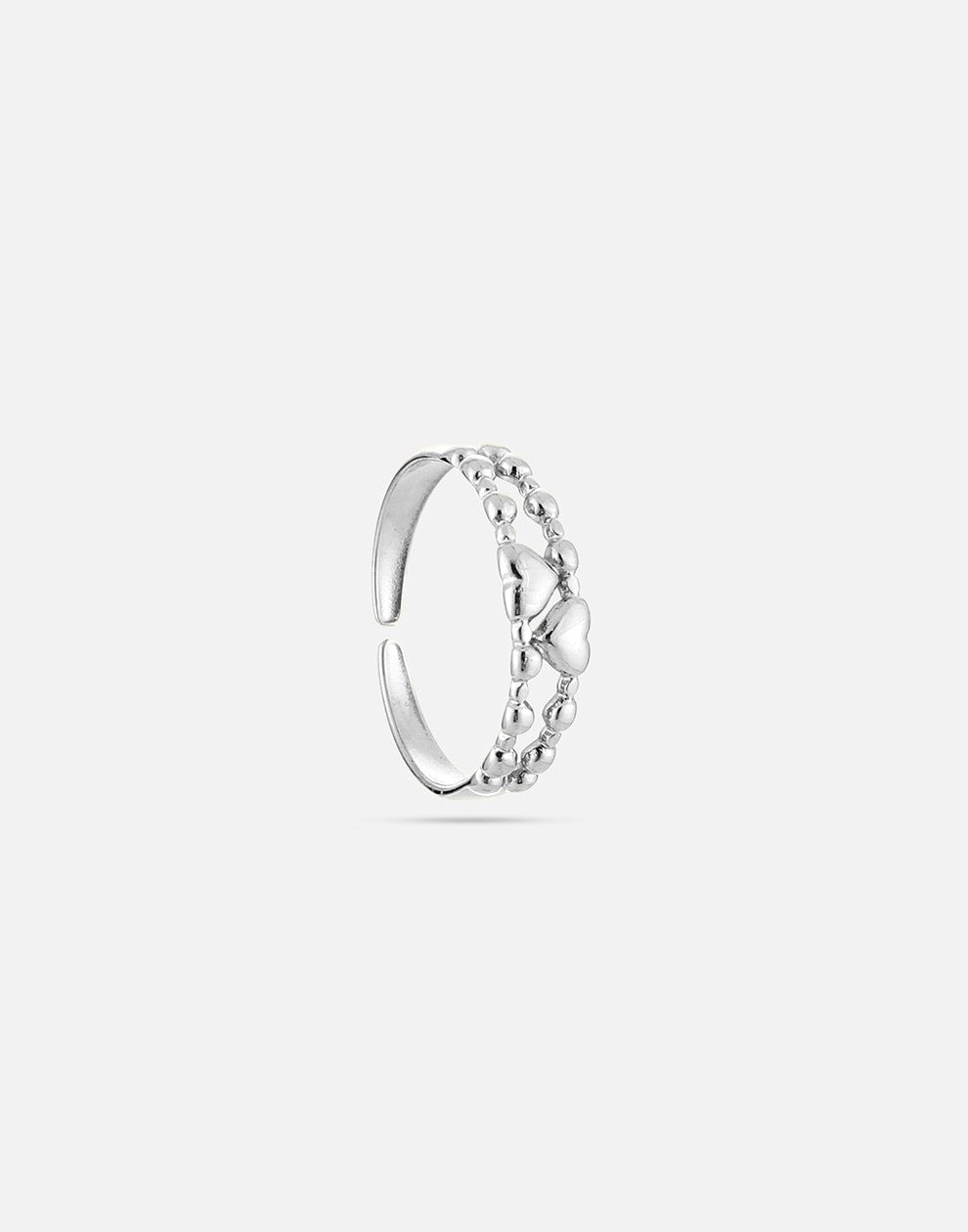 ring tweelaags hartjes zilverkleurig