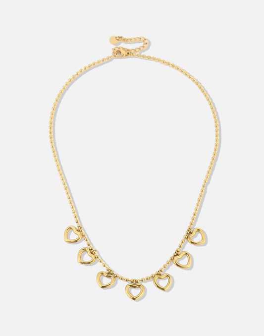 bedelketting open hartjes goudkleurig