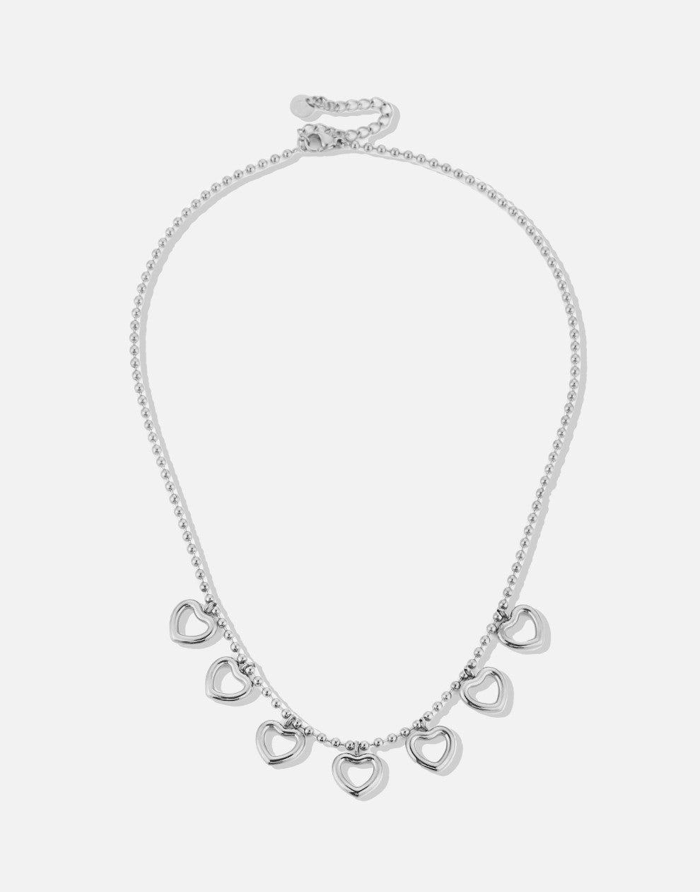 bedelketting open hartjes zilverkleurig