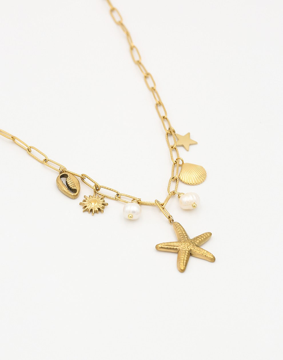 Bedelketting zeester goudkleurig