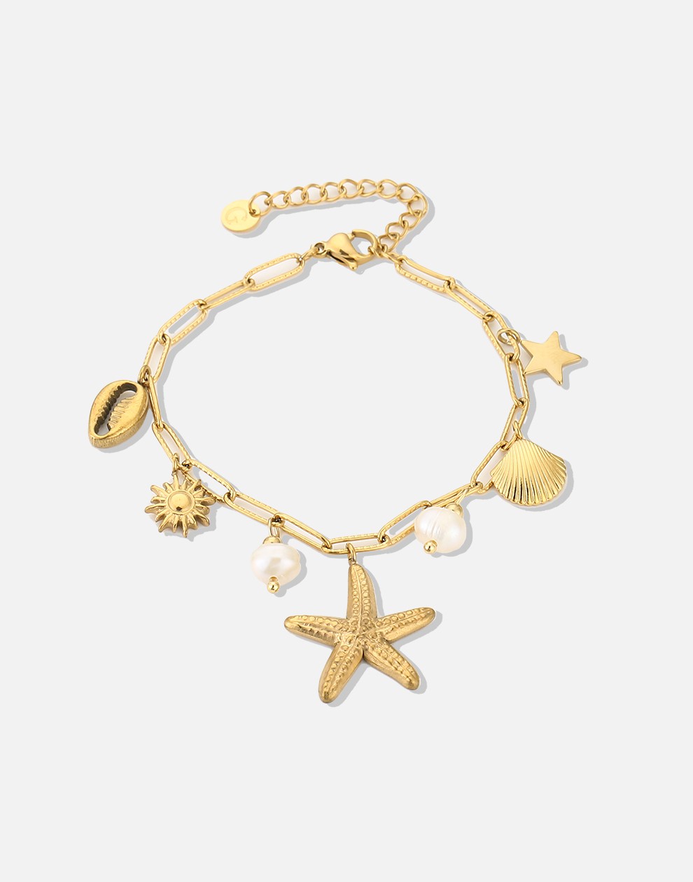 Bedelarmband zeester goudkleurig