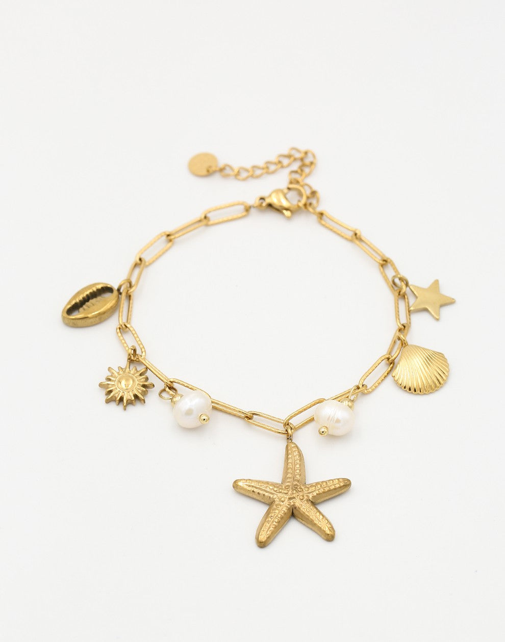 Bedelarmband zeester goudkleurig