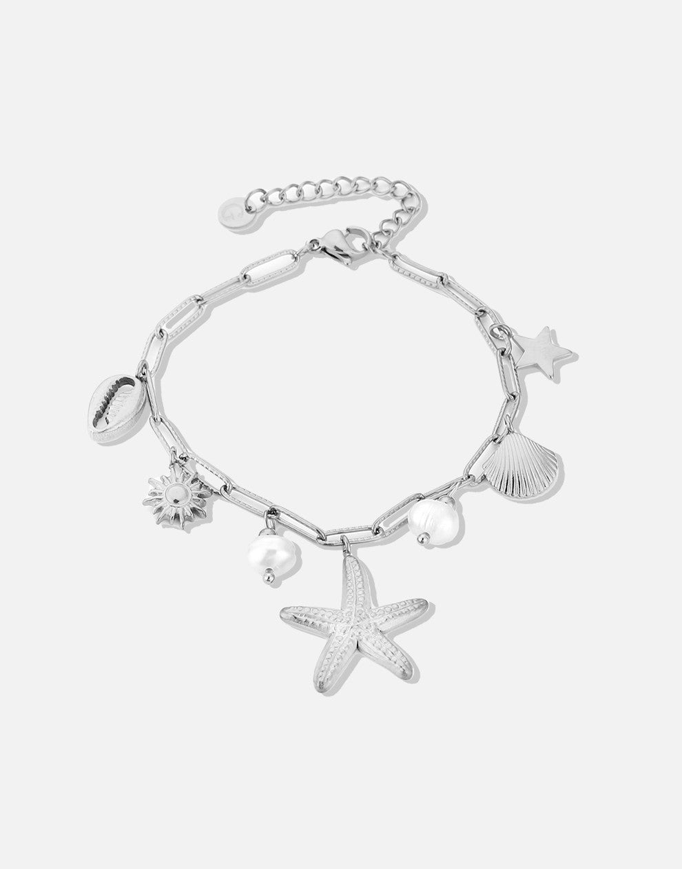 Bedelarmband zeester zilverkleurig